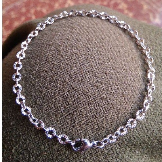 Gelang Wanita Rantai Kecil Titanium Silver Emas Gold