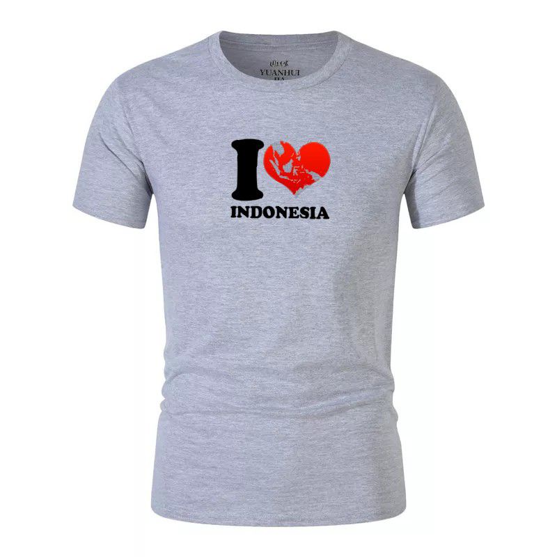 Kaos Pria Distro I love Indonesia Lengan Pendek Tshirt Lelaki Dewasa Baju Oblong Cod