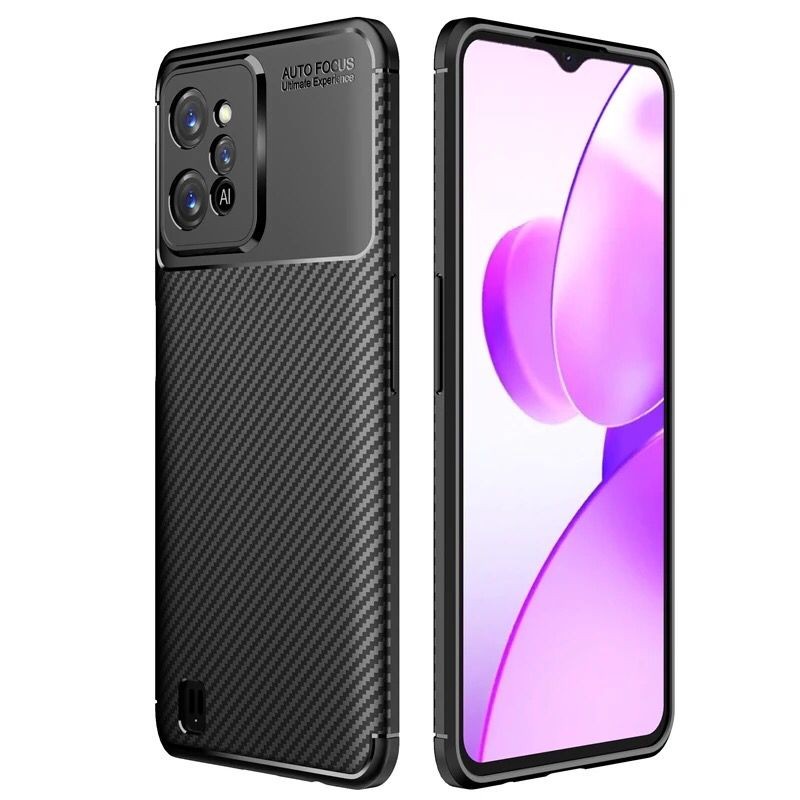 REALME C31 COVER SOFTCASE FOCUS CARBON SOFT CASE KARBON SILICONE - Hitam