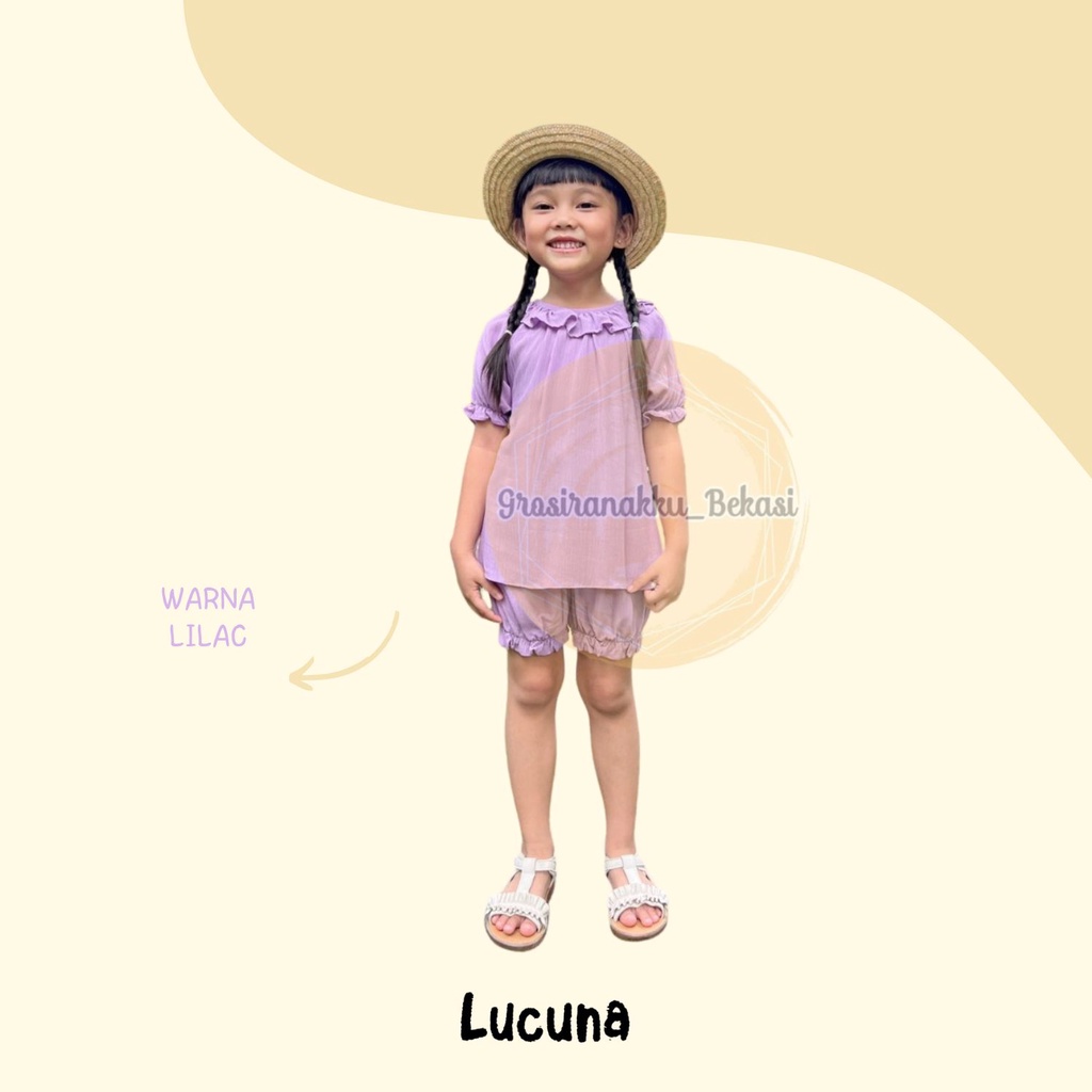 Setelan Anak Rayon Dahlia Lucuna Warna Lilac Size 1-5 Tahun