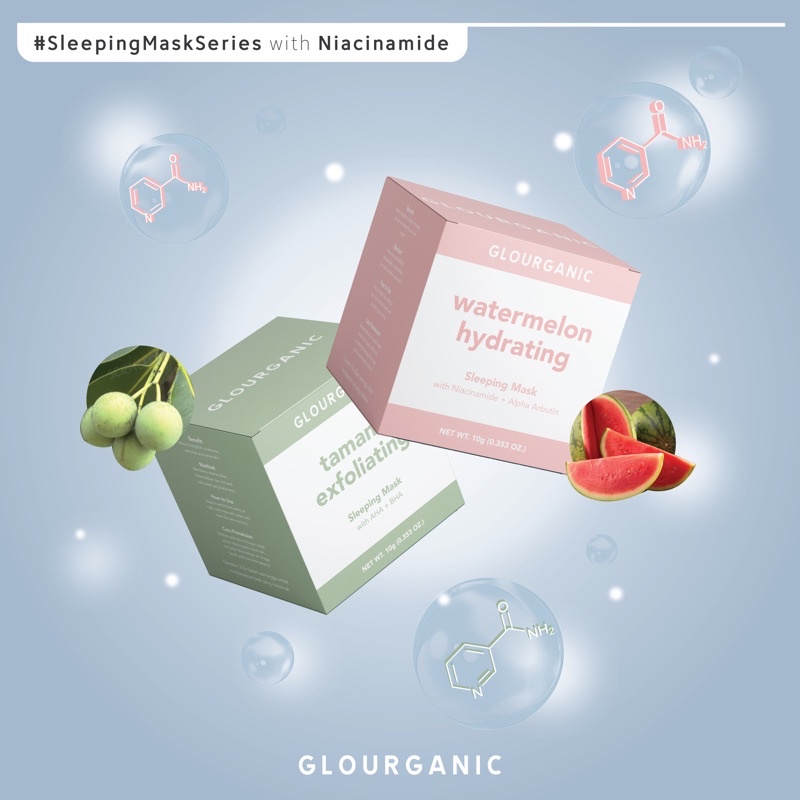 GLOURGANIC WATERMELON SLEEPING MASK & TAMANU SLEEPING MASK
