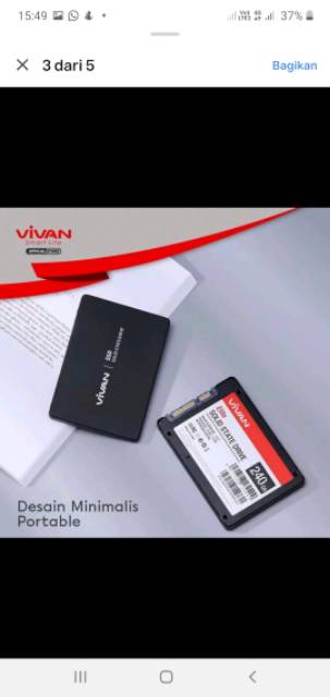 Hard disk vivan eksternal vivan ssd vssd240 light &amp; portable 240gb with 550mb/s black original wook