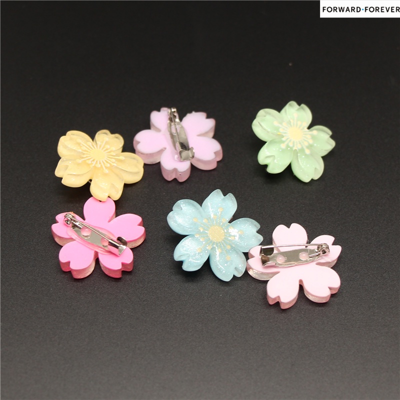 12pcs Bros Pin Kombinasi Bunga Daisy Cherry Blossom Bahan Plastik M70069