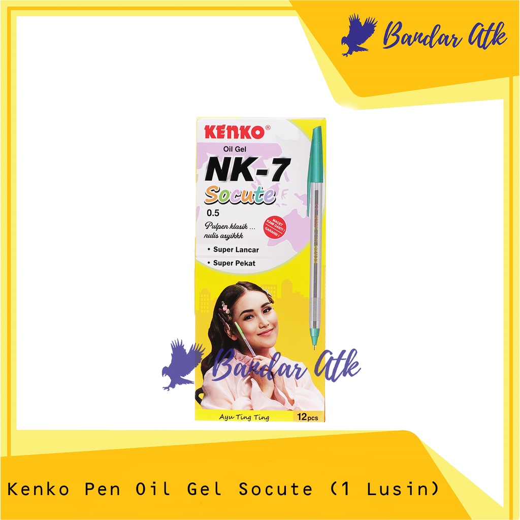 

KENKO Pen Oil Gel NK-7 SOCUTE Pulpen Pena Ballpoint - Hitam [1 LUSIN]