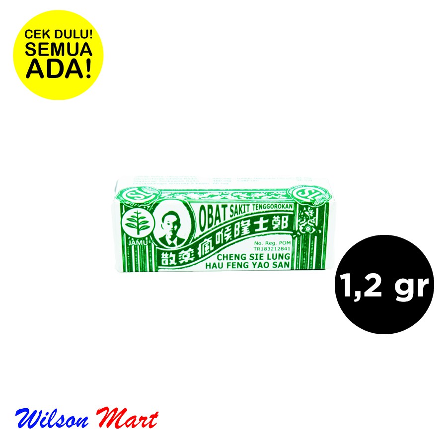

SL OBAT SAKIT TENGGOROKAN CHENG SIE LUNG HAU FENG YAO SAN 1,2 GRAM