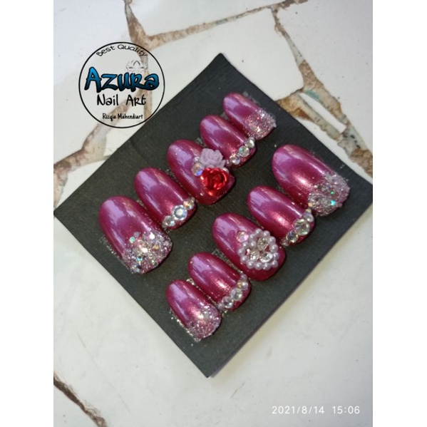 KUKU PALSU PINK FANTA /NAIL ART /KUPAL WEDDING