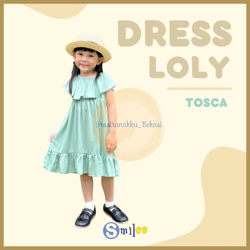 Dress Anak Smile Loly Warna Tosca 1-5tahun