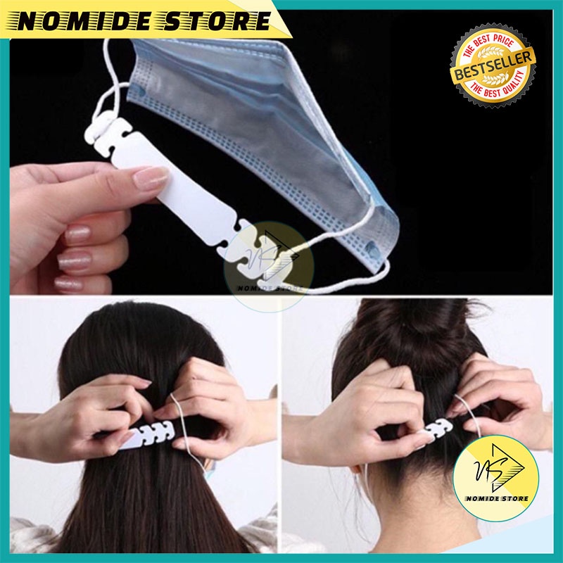 Pengait Masker Hijab Plastik Pengait konektor Masker 3 Ply, KN95, KF94, Duckbill terbuat dari Karet 