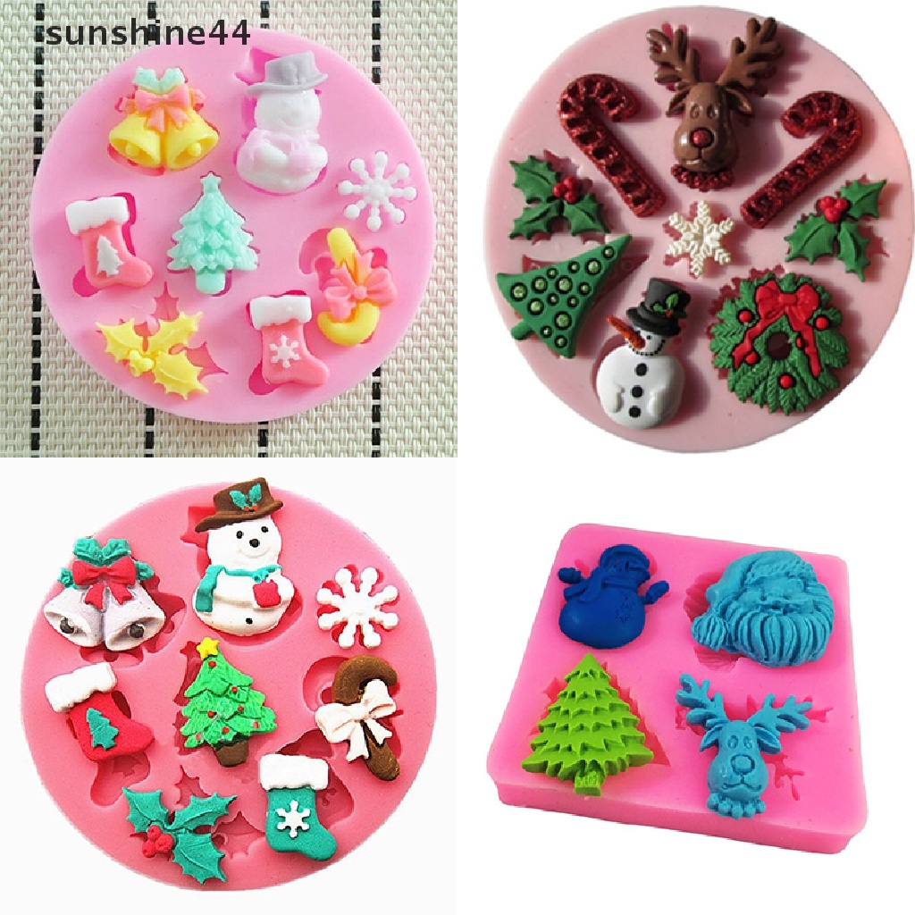 Sunshine Cetakan Fondant / Cokelat / Pastry / Permen Bahan Silikon Bentuk Santa Claus Natal