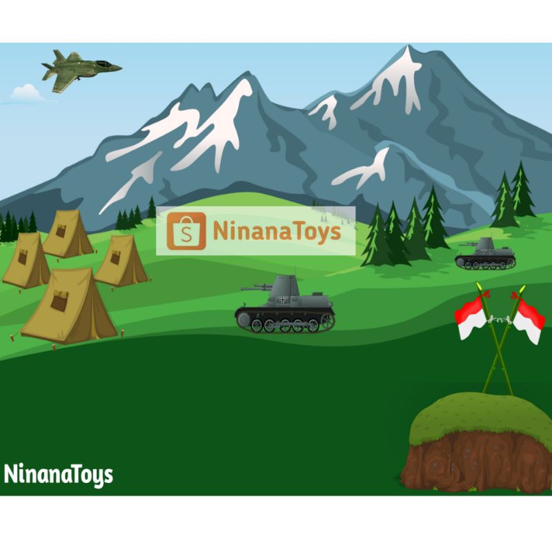Alas mainan tentara militer tank pesawat road map