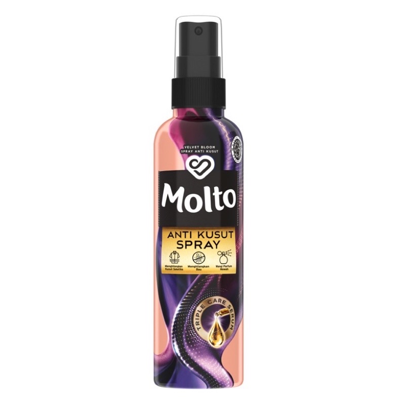 Molto Anti Kusut Lecek Velvet Bloom Spray 100ml Tidak Perlu Setrika Pelicin Pakaian Instan Praktis Traveling