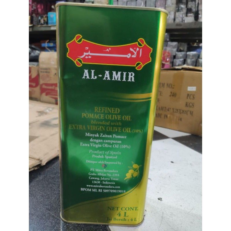 [Expired Oct 2021 ] Minyak Zaitun Pomace blended with extra virgin olive oil Al Amir isi 4 Liter