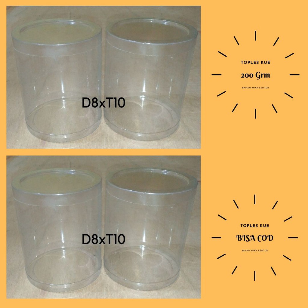 Tabung Mika Toples Mika D8xT10 per Karton Isi 66 pcs kemasan kue bahan mika Toples Mika