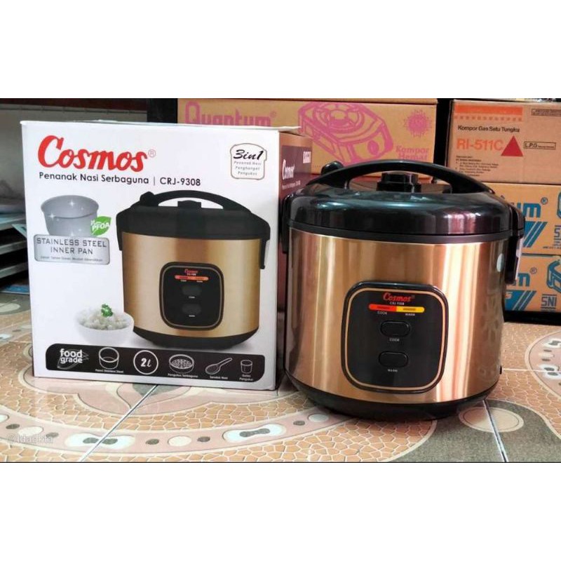 Rice Cooker Magic Com Cosmos CRJ 9308 Teflon Stainless Original Baru dan Bergaransi Resmi