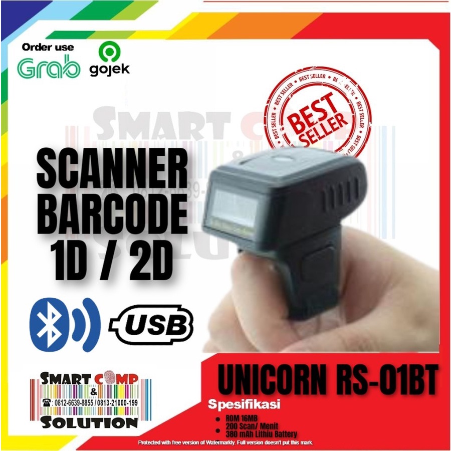 Scanner Barcode 2D Wireless Bluetooth Unicorn RS01BT / RS-01BT / RS01