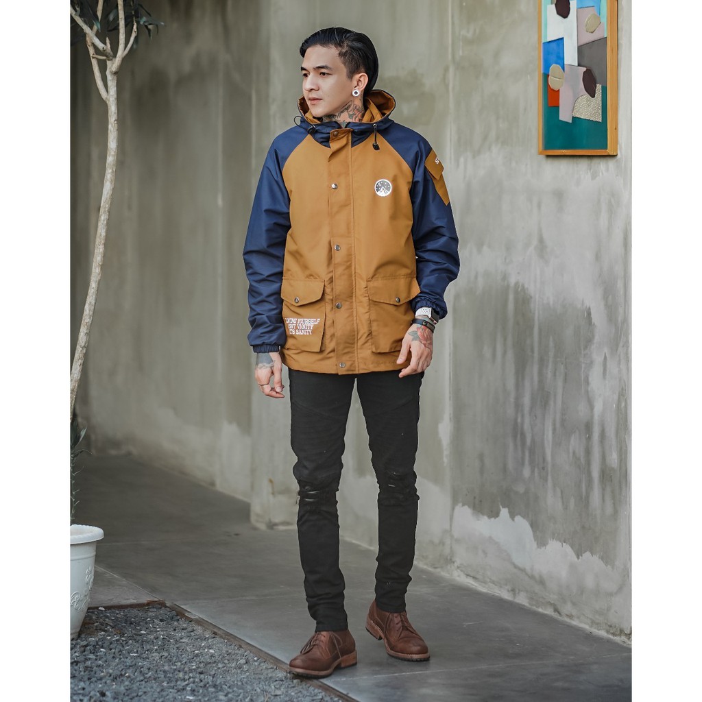 Jaket Casual Mustard Navy Jaket Parasut Pria Jaket Outdoor Salviohexia