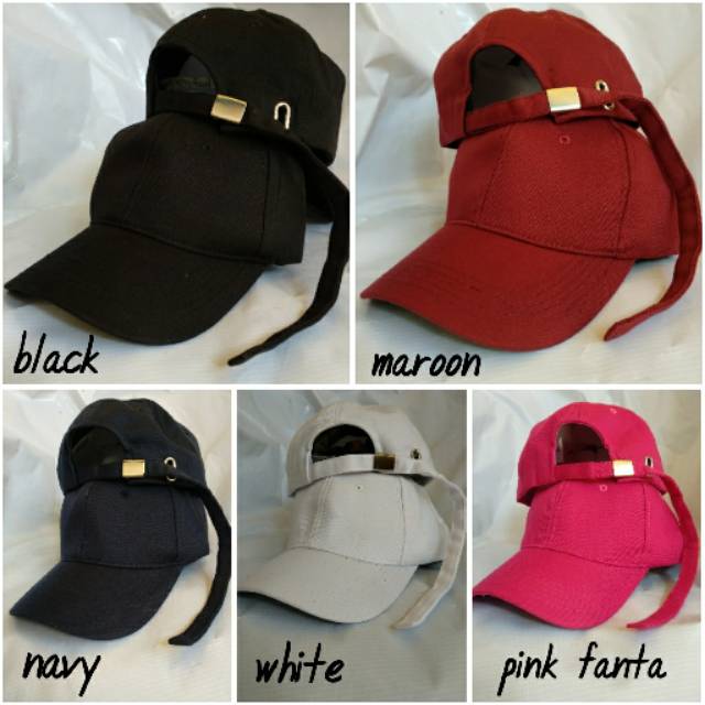 Topi Baseball Polos Cap Tali Panjang