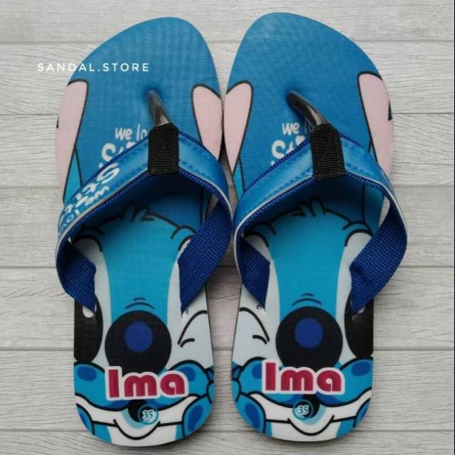 Sandal Costum Nama Karakter STITCH Anak/Dewasa FREE Custom Suka Suka