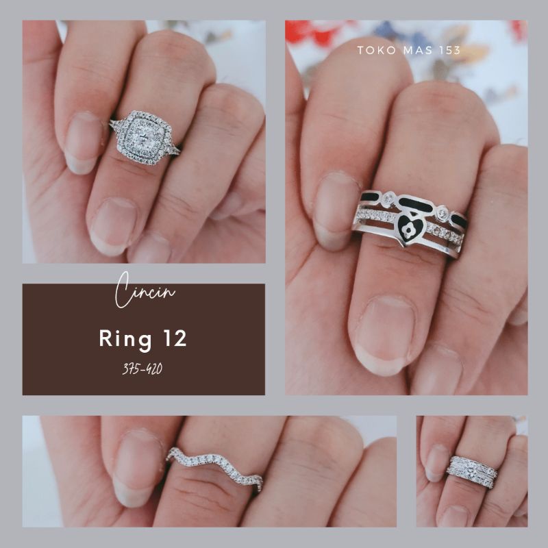 WAJIB TANYA STOK Realpic Cincin Emas Putih Asli Kadar 375 -420 | Ring 12
