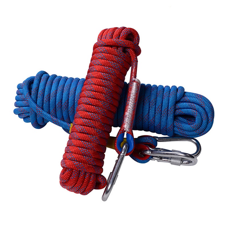 Tali Paracord Panjang Tebing Climbing Rope 10mm 10M/20M with Steel Buckle - Blue