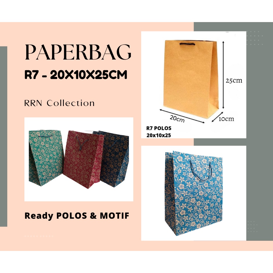 Paperbag  Tas Kertas R7 Ukuran 20X10X25CM lusinan Cocok untuk tempat souvenir, kado, hajatan/tas hajatan tas kertas/tas souvenir