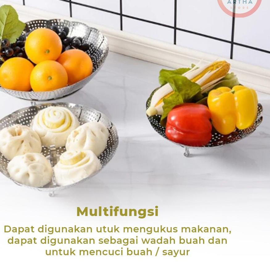 Kukusan Stainless Steamer Alat Kukus Lipat Serbaguna
