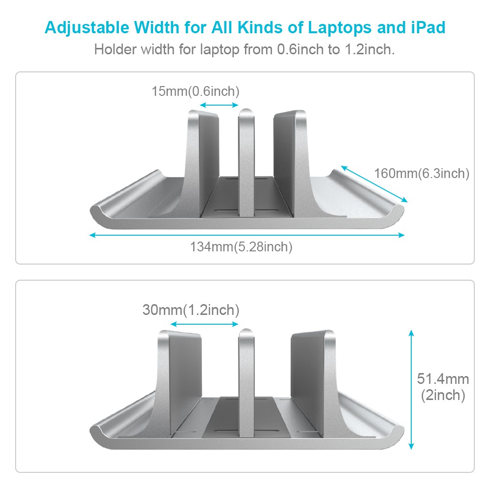 Triple W 4in1 Metal Vertical Laptop Stand Bracket Holder Dudukan Tablet Tab Hp Ipad Android Baja Steel