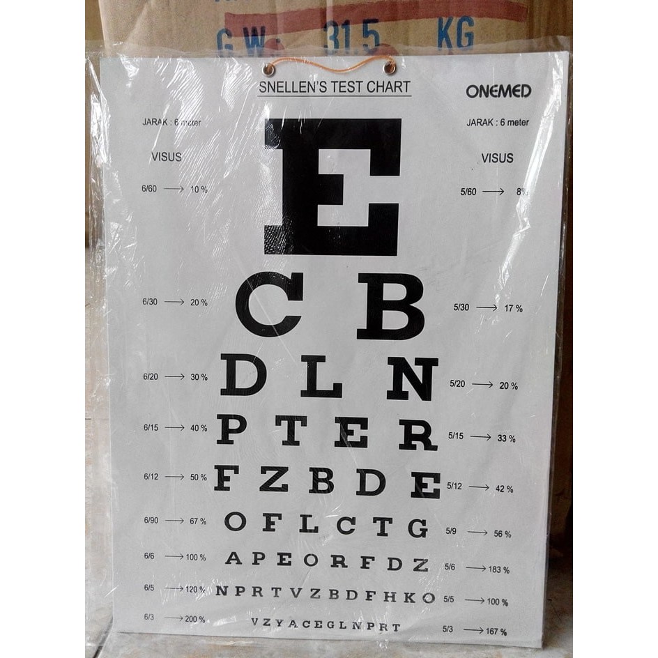 Jual Murah Snellen'S/ Snelen Test Chart Alat Tes Visus Penglihatan Kesehatan Mata