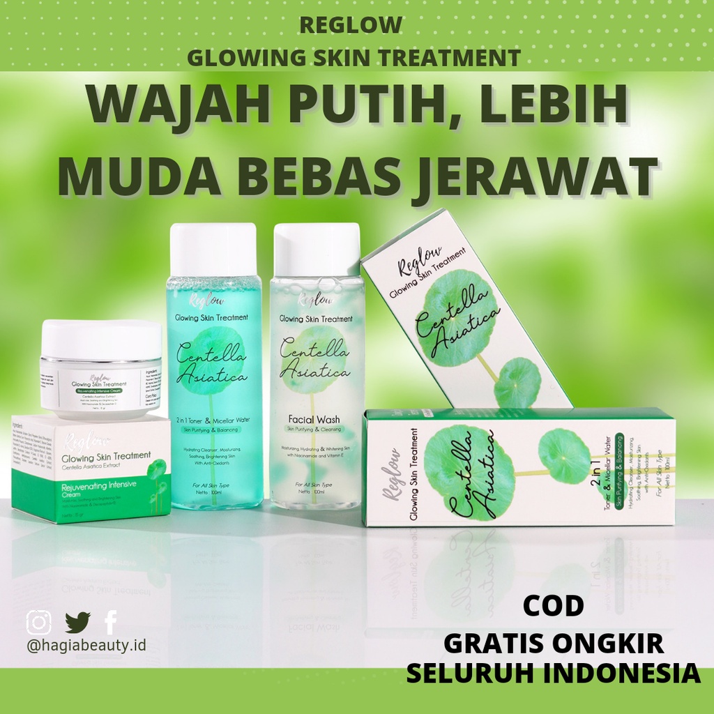 (BISA COD) REGLOW SERIES GLOWING SKIN TREATMENT ORIGINAL BPOM - RE GLOW PERAWATAN WAJAH JERAWAT, FLEK, BRUNTUSAN, MUKA KUSAM-Paket free pouch