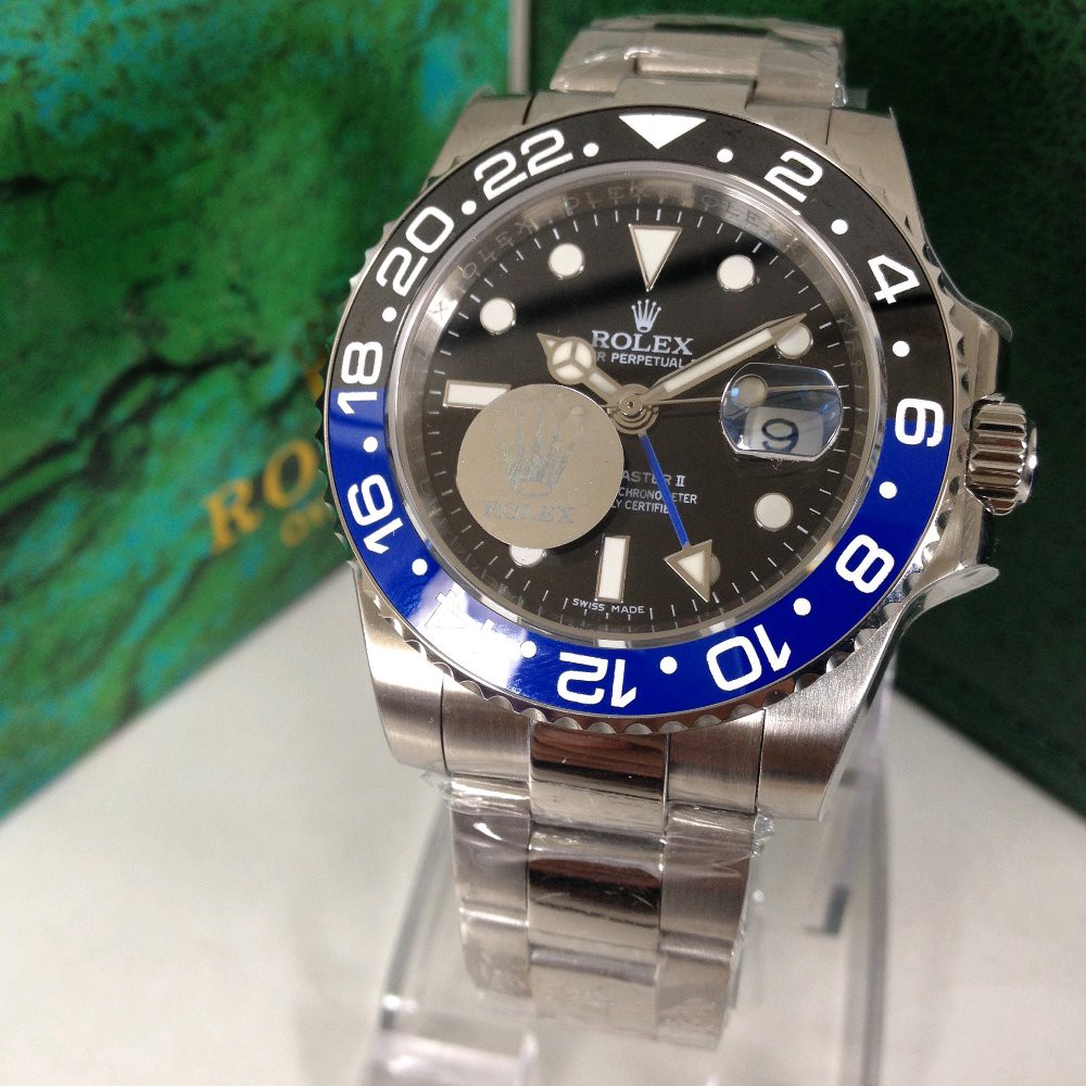 Jam Tangan Pria Rolex GMT Master II Batman blue black 41mm SwissEta