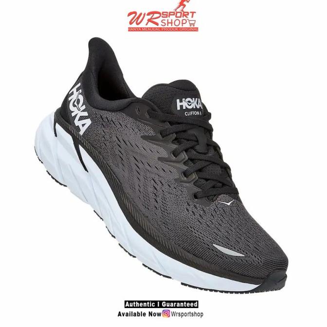 Hoka One One Clifton 8 Wide Mens Running - Black / White ORI