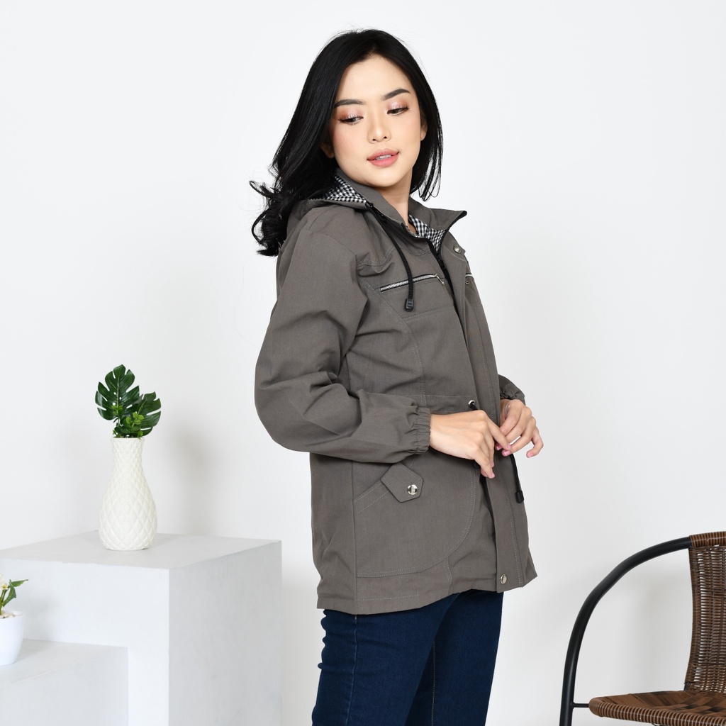 Jaket Parka Wanita Outdoor Gunung Musim Dingin Bahan Kanvas Premium