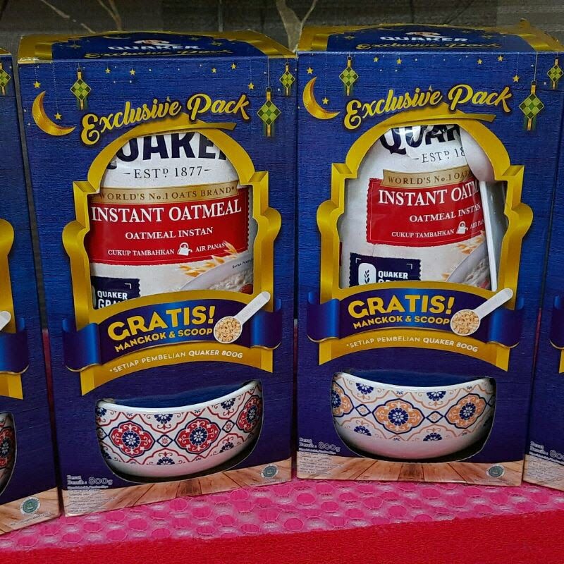 QUAKER INSTANT OATMEAL 800gr BERHADIAH MANGKOK CANTIK