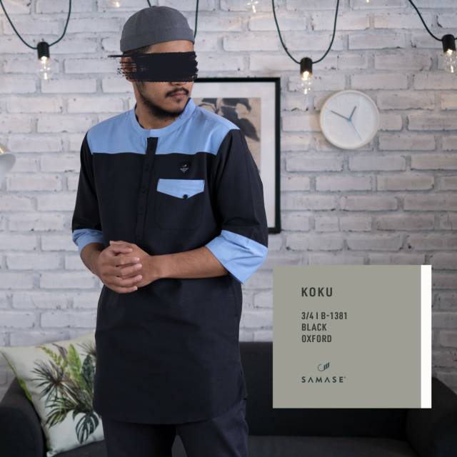 Baju Samase Koko Kurta Koku B 138 Black - Oxford