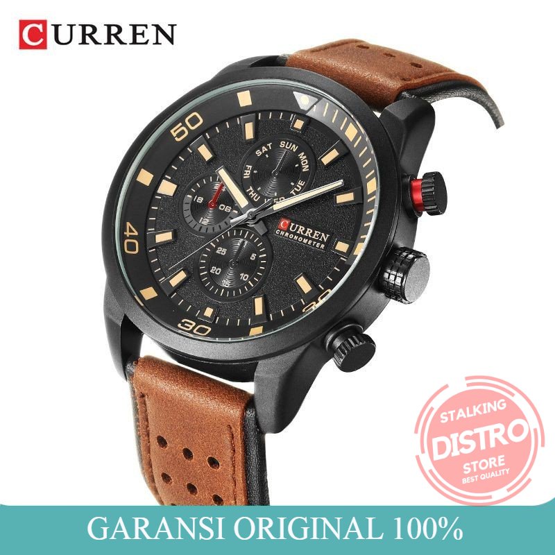 Jam Tangan Pria CURREN 8250  Analog Tali Kulit Chronograph Tidak Aktif jam tangan pria digital jam p