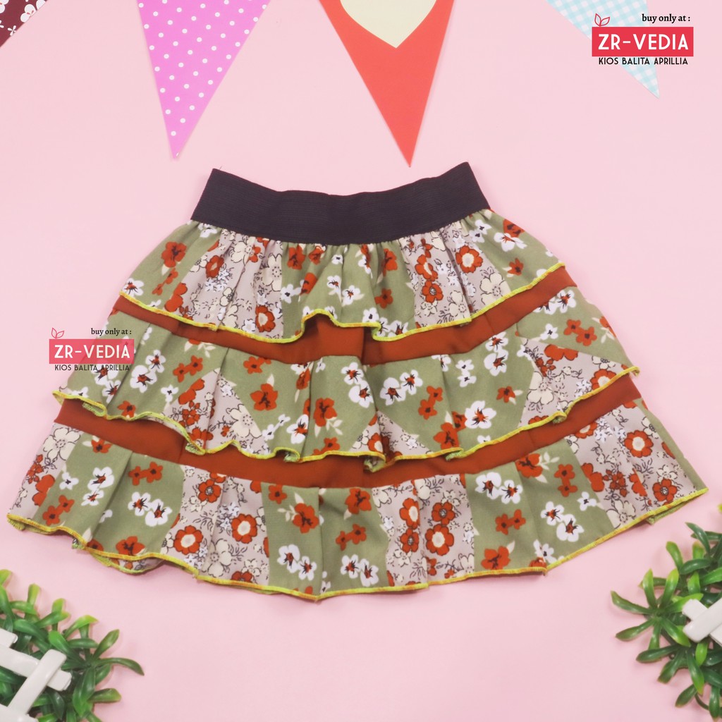 Rok Tumpuk Motif uk 3-4 Tahun / Rok Anak Perempuan Cewek Murah Skirt Pendek Polos Lucu Grosir Cewek