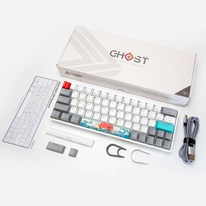 Paradox Ghost OPT 64 PBT Sea&amp;Sun Story Mechanical Keyboard Yellow SW