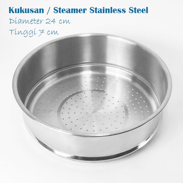 Steamer/Kukusan Stainless Steel Untuk Wok Pan 24cm, 28cm, 30cm, & 32cm