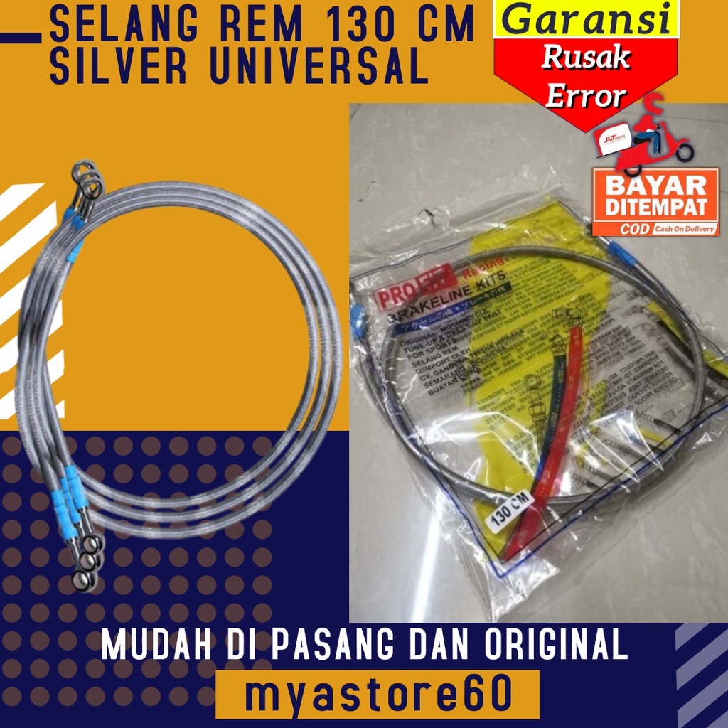 SELANG SLANG REM 130 CM SILVER UNTUK SEMUA MOTOR UNIVERSAL ORIGINAL ASLI