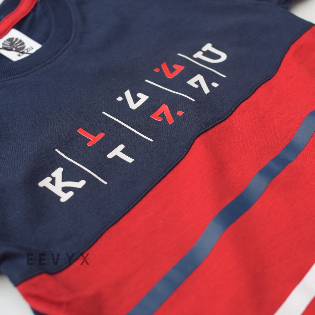 Kizzu Baju Kaos Distro Anak Laki Laki Umur 1-12 Tahun Bahan Cotton - Navy Red - Eevyx Store