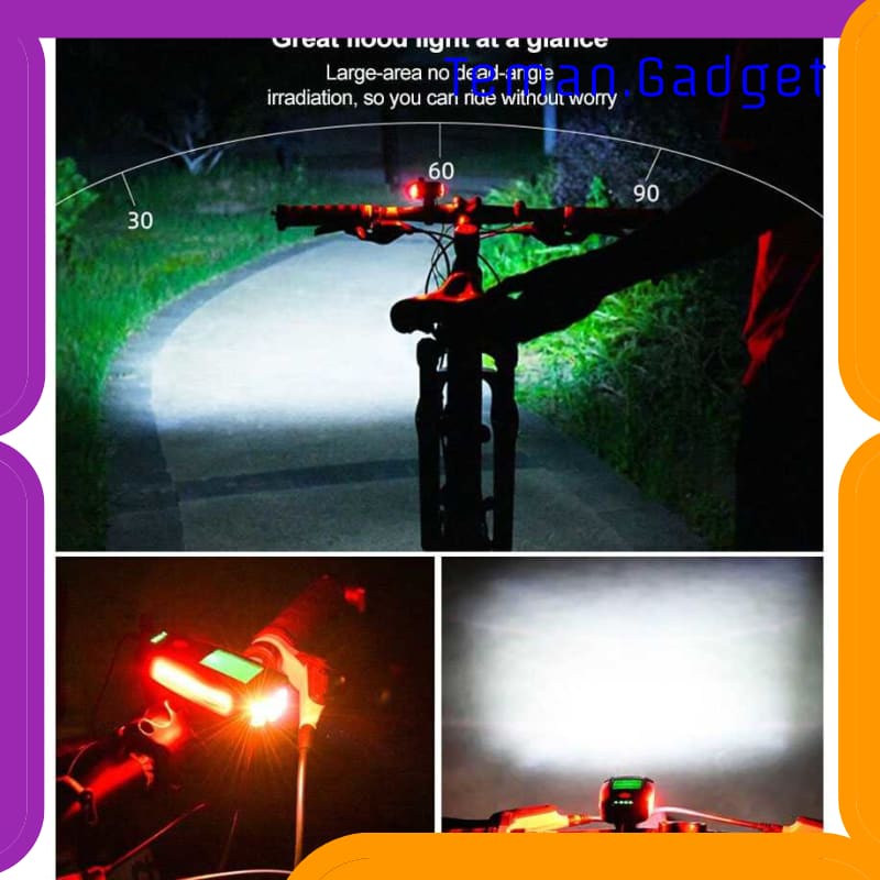 TG-IB766 ANLOOK 4 IN 1 LAMPU SEPEDA + KLAKSON + SPEEDOMETER RECHARGE1200MAH