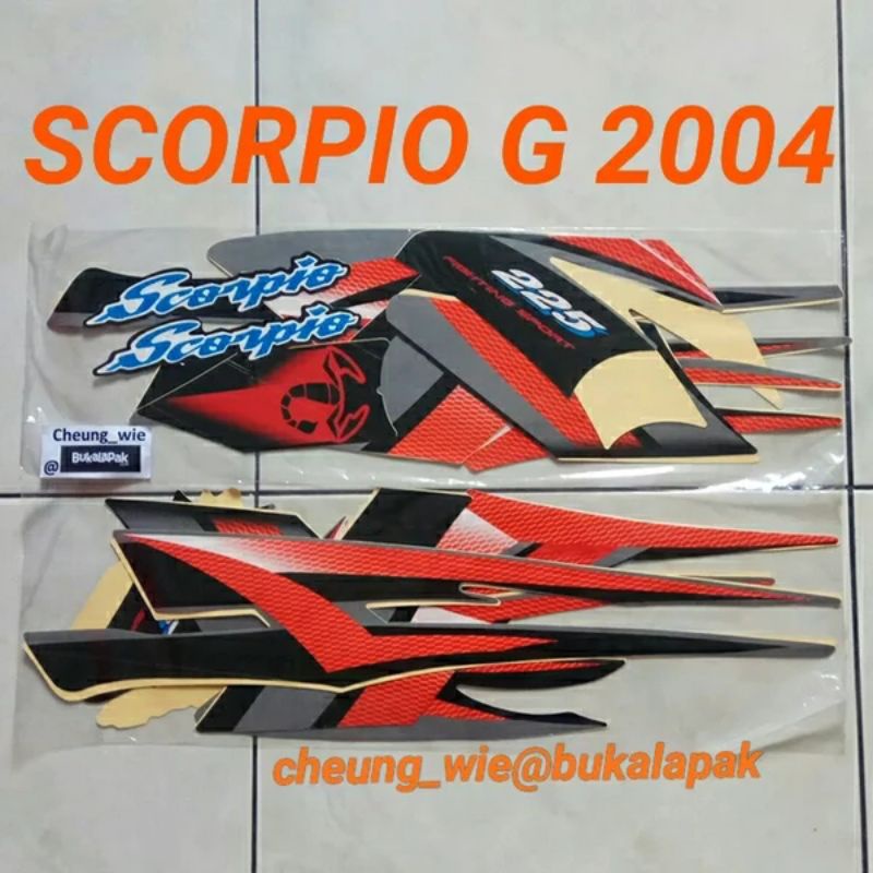lis body/striping/ stiker yamaha scorpio G 2004 Hitam orange Tangki Kotak Kualitas bagus