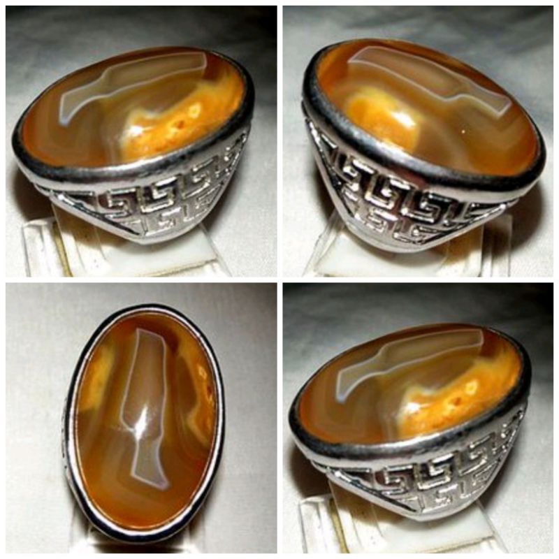 batu cincin agate calcedony motif gambar kantong semar (211)