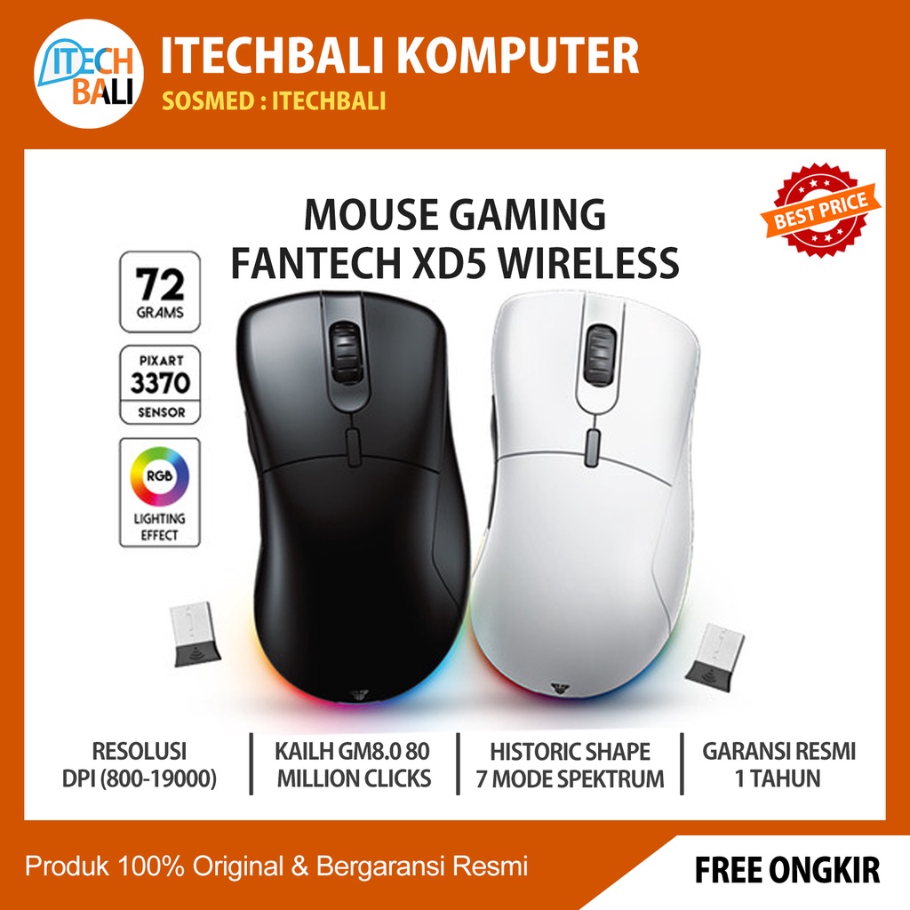 Fantech HELIOS GO XD5 Wireless Mouse Gaming RGB | ITECHBALI