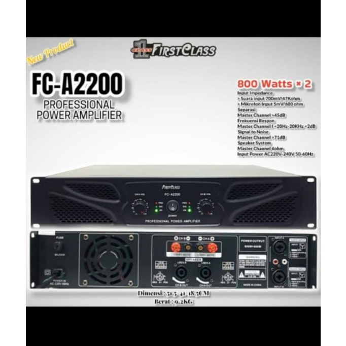 Power Amplifier firsrclass fc a2200 a 2200 first class 2x800 watt