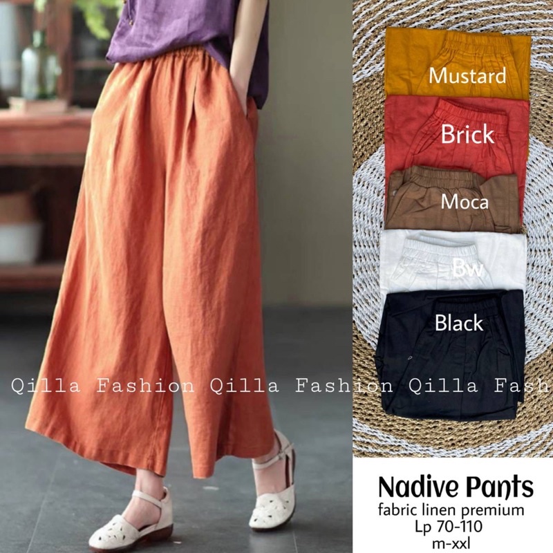 Nadive cookie pants kulot celana begi polos jumbo katun adem full karet pinggang
