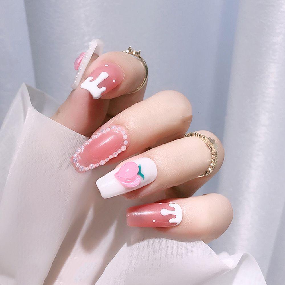 Mxbeauty Peach Perhiasan Kuku Hati Warna Tembus Aurora Permen Berbentuk Hati DIY Nail Art Ornamen