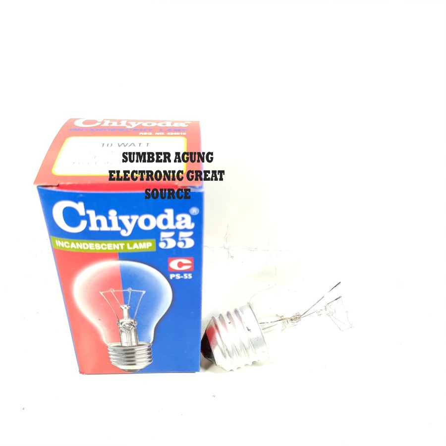 Chiyoda Incandescent Lamp PS55 Lampu Plenton PX 10W 10 Watt Clear Kuni