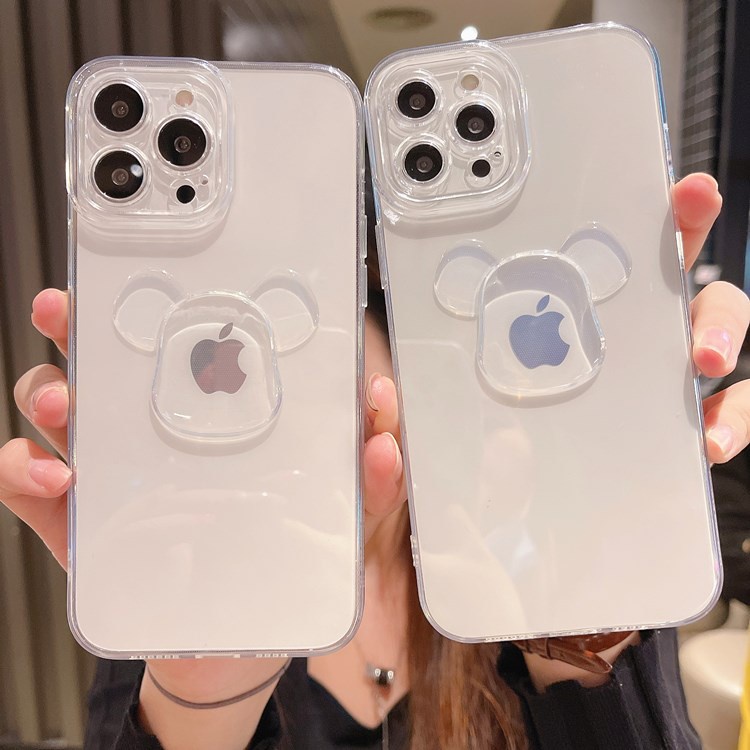 Soft Case Silikon Transparan Motif Beruang 3D Untuk iphone 13 12 11 Pro Max X XS XR 7 8 Plus XS Max