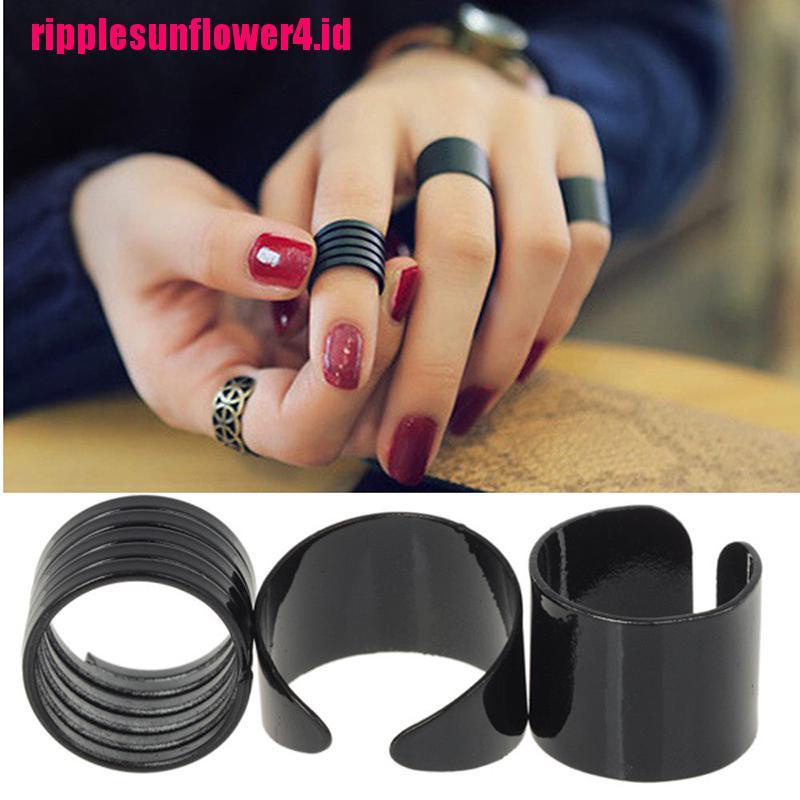 3pcs / Set Cincin Midi Model Terbuka Warna Hitam Untuk Wanita